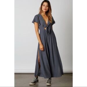 Cotton Candy LA Blue Wrap Slit Wide Leg Jumpsuit Size Small